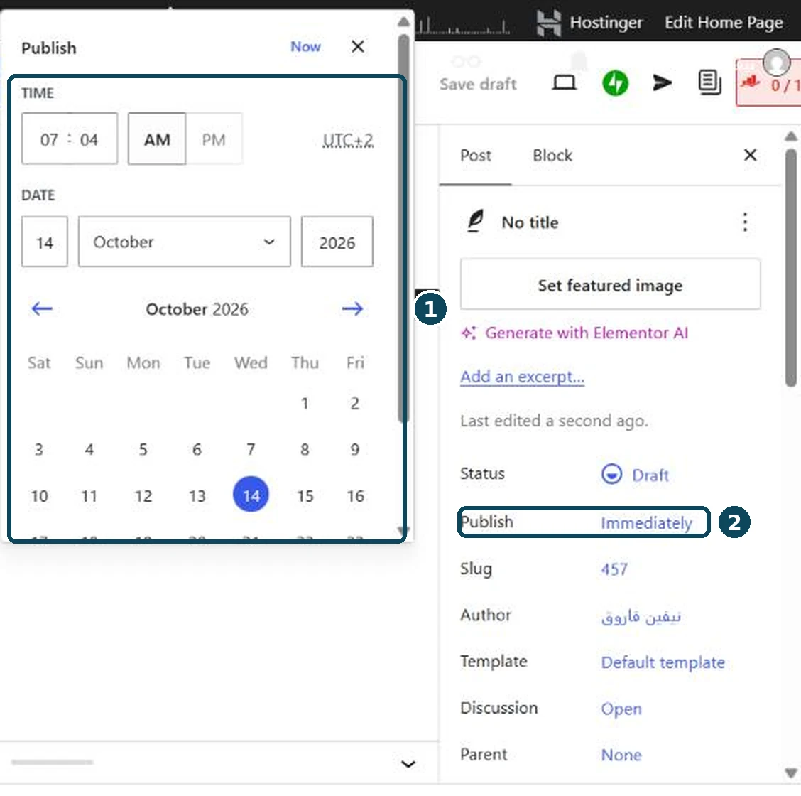 The calendar for choosing a publish time
